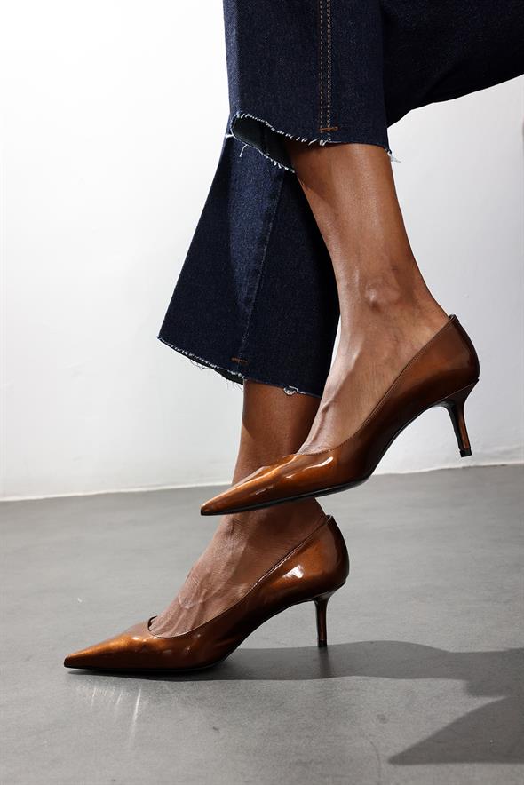 Karamel Rugan Deri Klasik Stiletto 25445