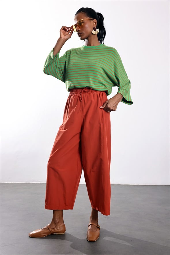 Kiremit Beli Lastikli Şalvar Pantolon 0200