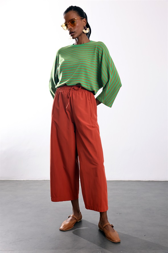 Kiremit Beli Lastikli Şalvar Pantolon 0200