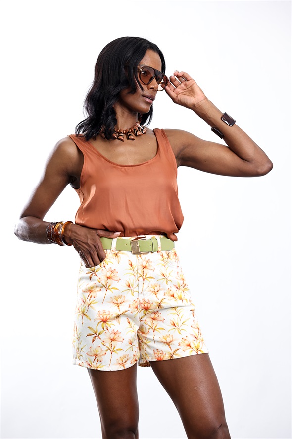 Kiremit U Yaka Saten Bluz 18426