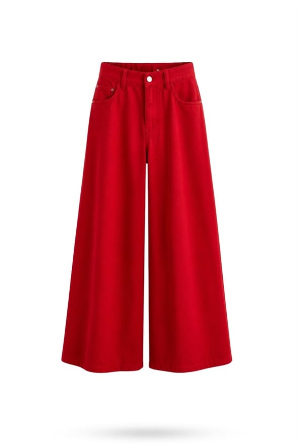 Kırmızı Beli Lastikli Tensel Jean 01073