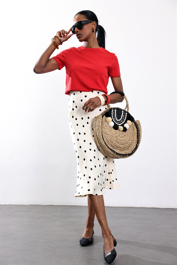 Kırmızı Bisiklet Yaka Basic Tişört 17578