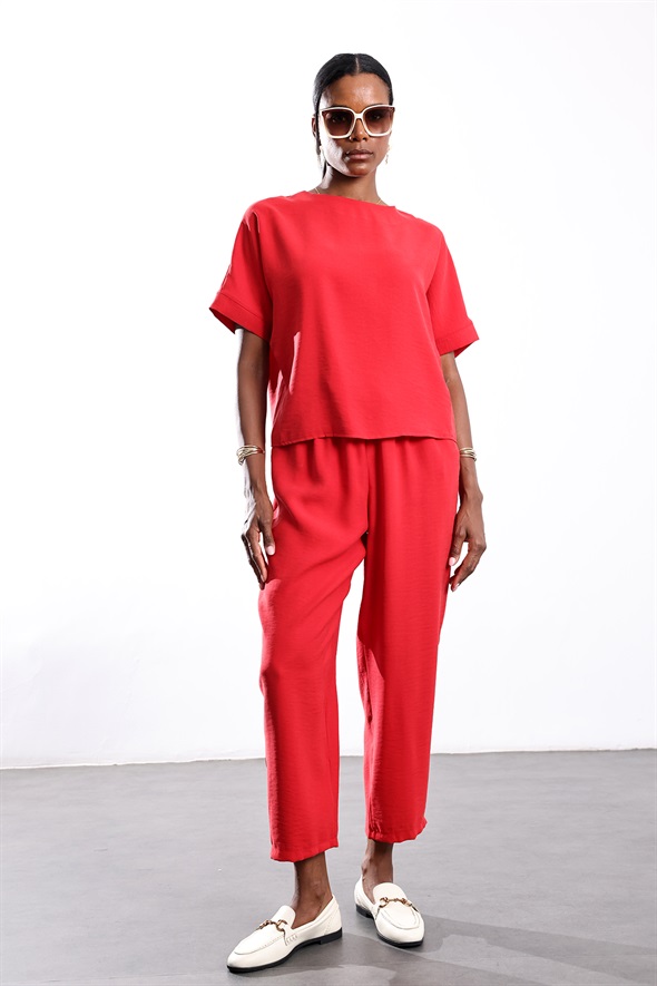 Kırmızı Bluz Pantolon Takım 11601