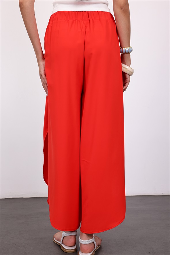 Kırmızı Geniş Paça Pantolon 03070