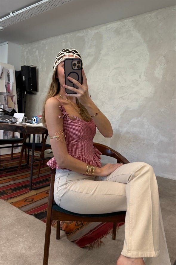 Kırmızı Pötikareli Büstiyer 2863