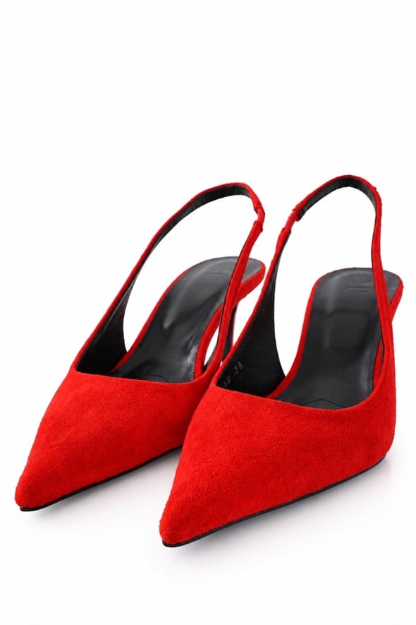 Kırmızı Sivri Burun Slingback 25149