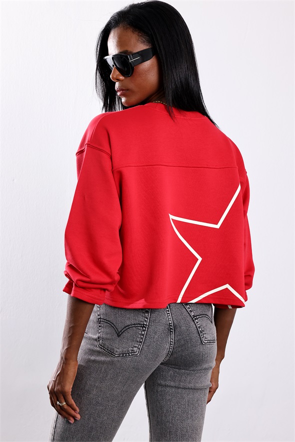 Kırmızı State Collage 76 Baskılı Sweatshirt 48023