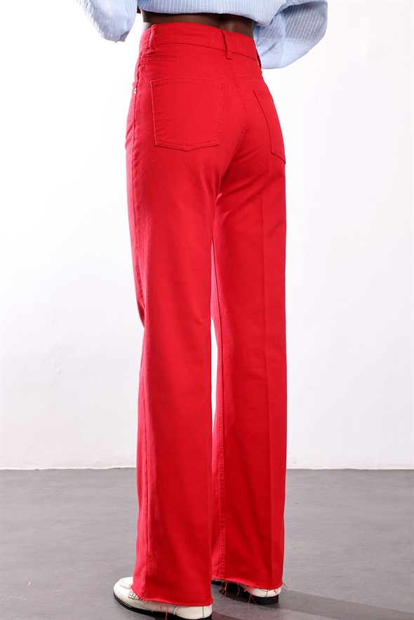 Kırmızı Wide Leg Jean 