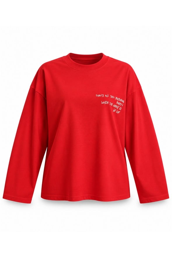Kırmızı Yazı Baskılı Sweatshirt 4853