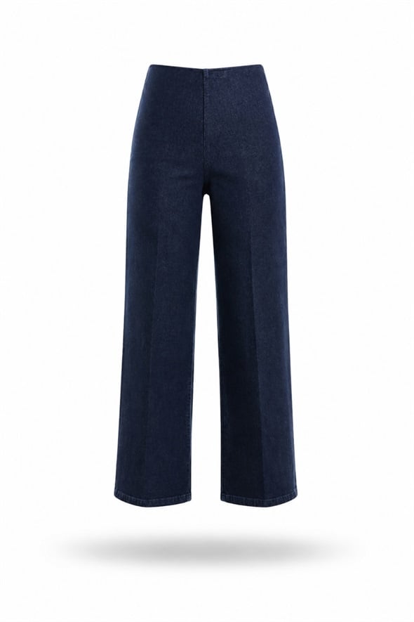Koyu Lacivert Beli Lastikli Düz Kesim Jean 761