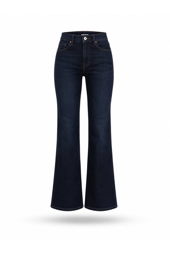 Koyu Lacivert Flare Jean 