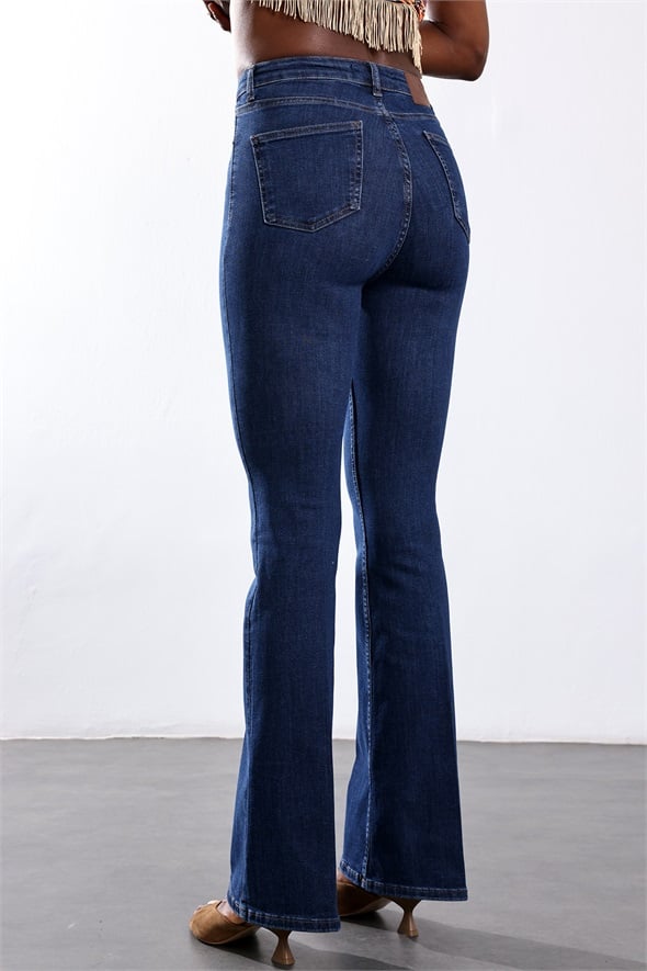 Koyu Mavi Full Likra Toparlayan Flare Jean 7578