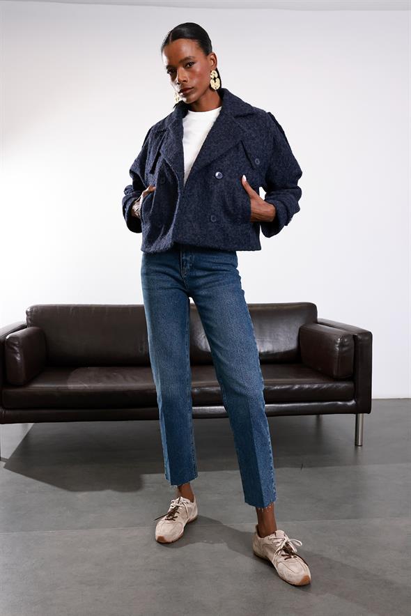 Lacivert Astarlı Kaşe Ceket 286