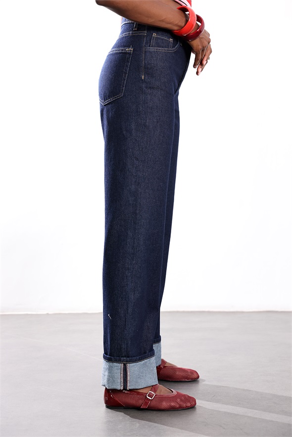 Lacivert Baggy Regular Waist Jean 