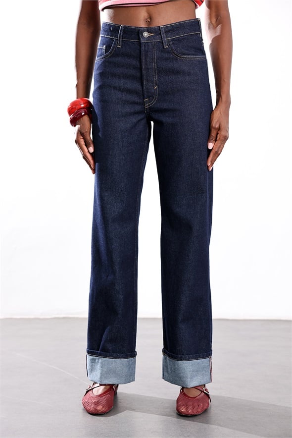 Lacivert Baggy Regular Waist Jean 