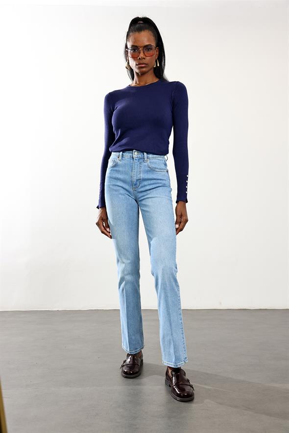 Lacivert Basic Düz Triko Kazak 