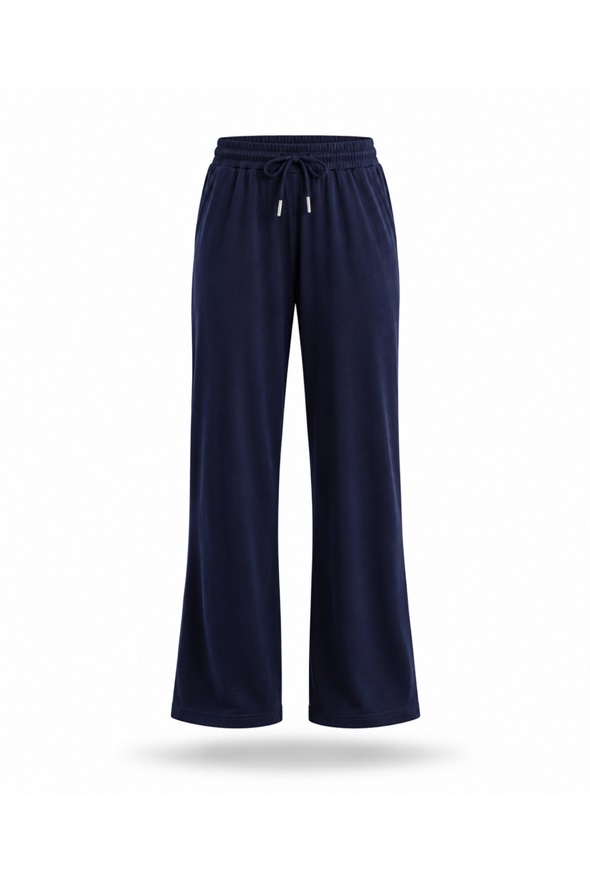 Lacivert Beli Lastikli Dökümlü Pantolon 17095