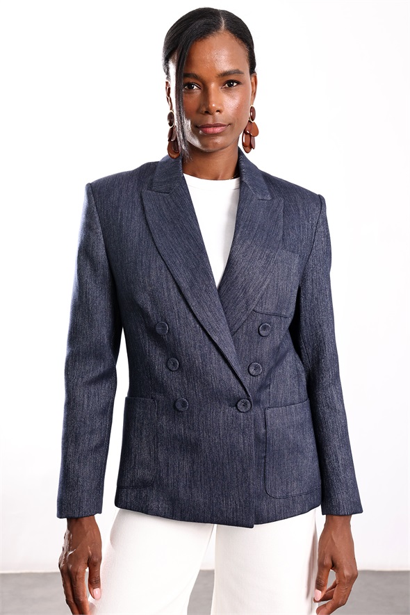 Lacivert Cepli Blazer Ceket 5505