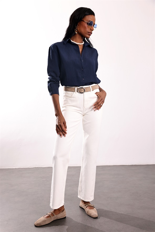 Lacivert Çizgili Gömlek 4340