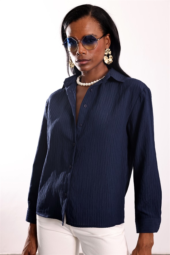 Lacivert Çizgili Gömlek 4340