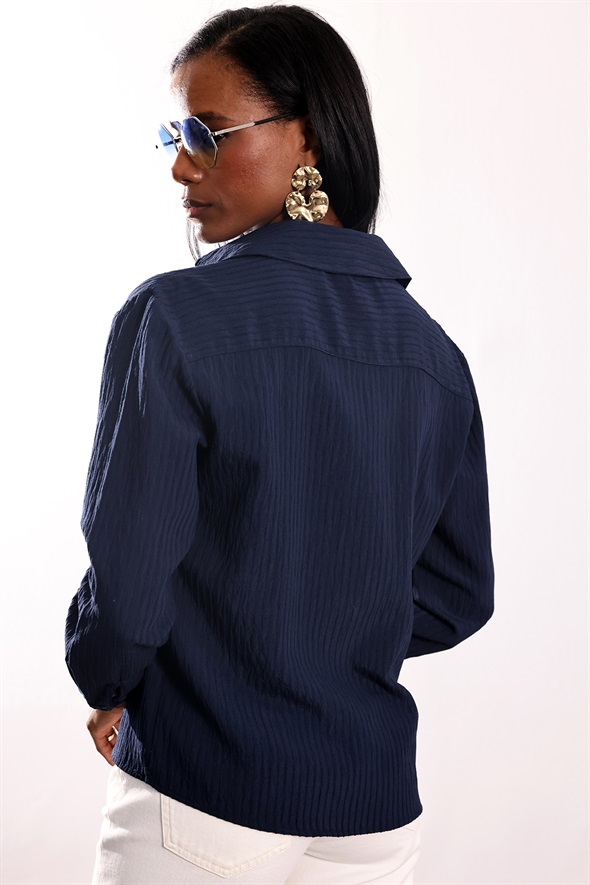 Lacivert Çizgili Gömlek 4340