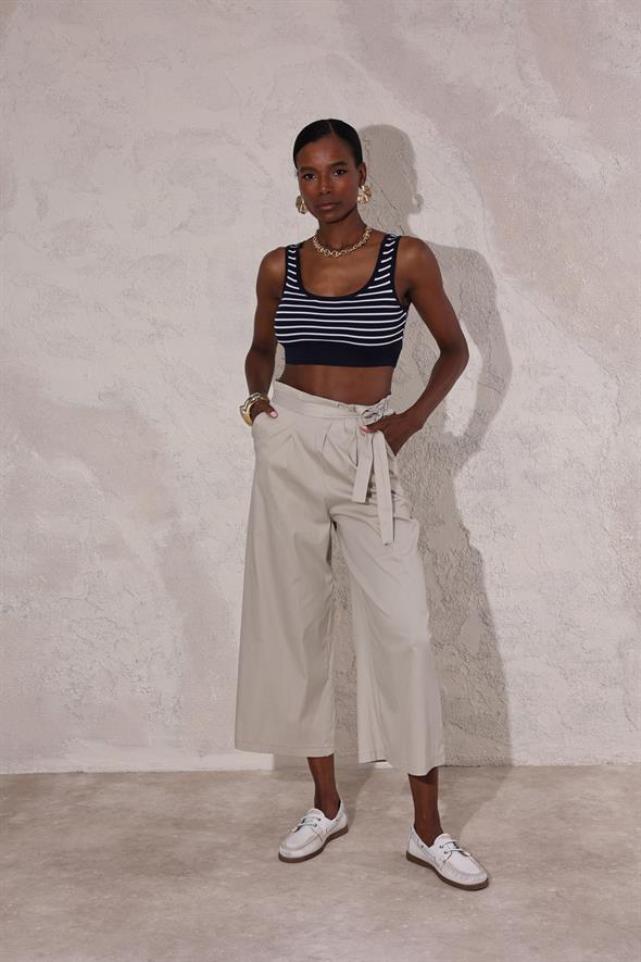 Lacivert Çizgili Triko Crop 0637