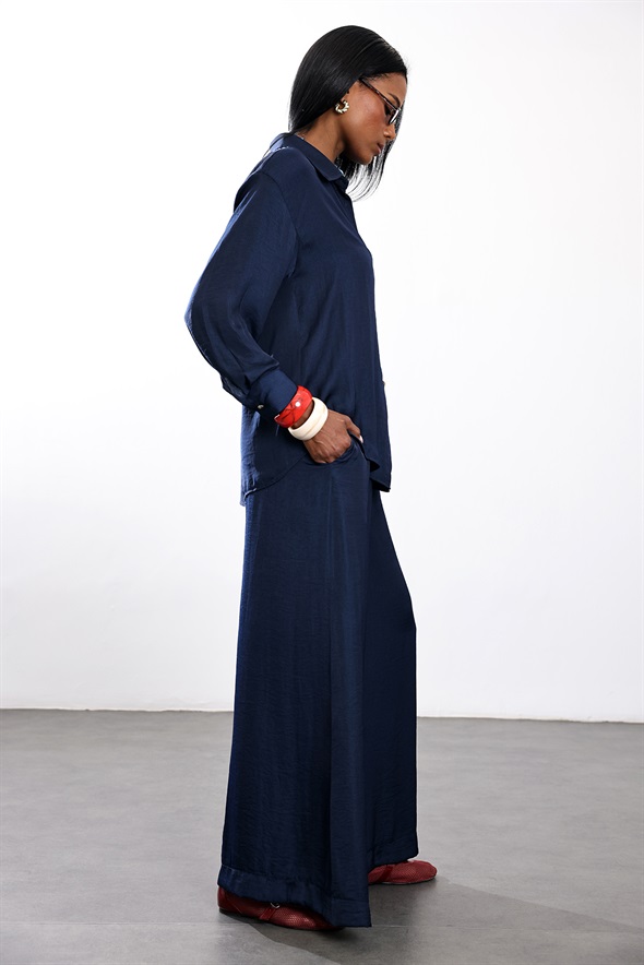 Lacivert Dökümlü Pantolon 1363
