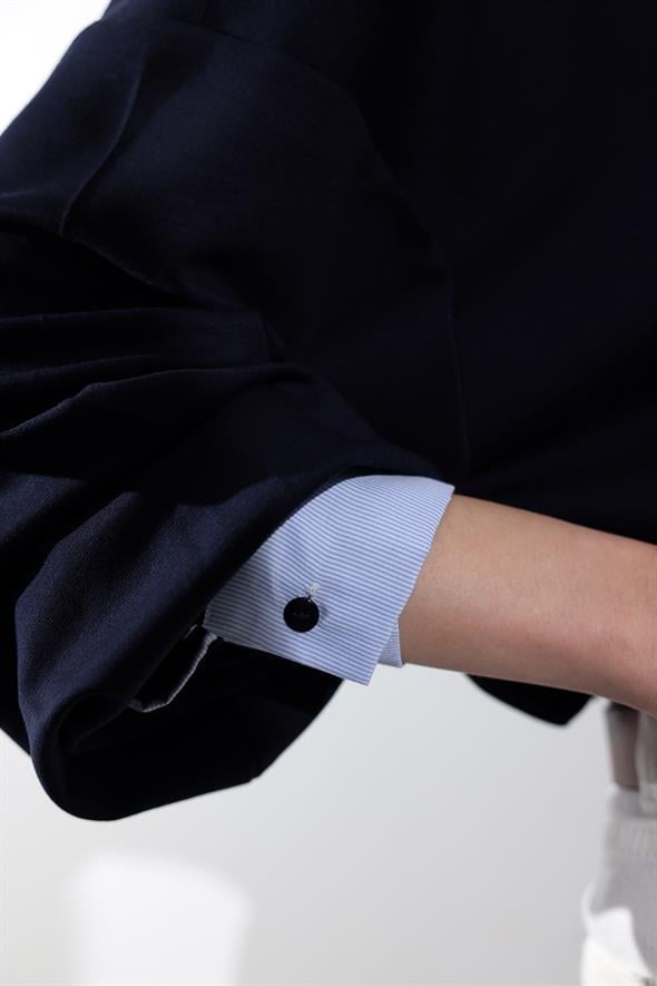 Lacivert Gömlek Yakalı Sweatshirt 71870