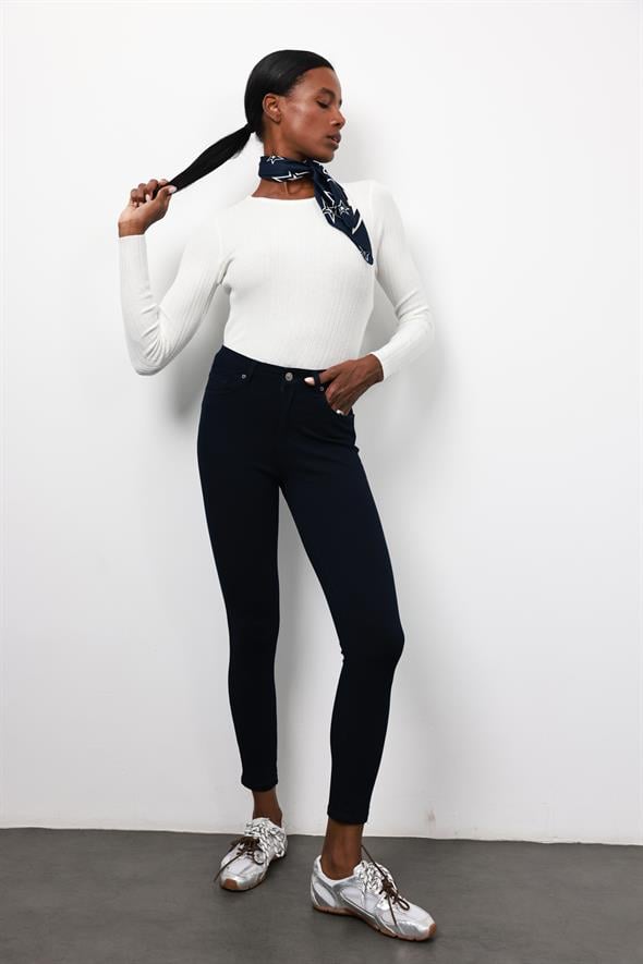 Lacivert İthal Full Likra Toparlayan Skinny Jean 7277