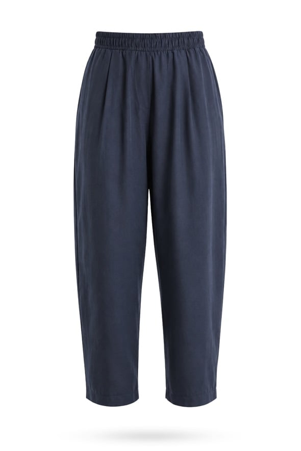 Lacivert Kali Poplin Barrel Pantolon 