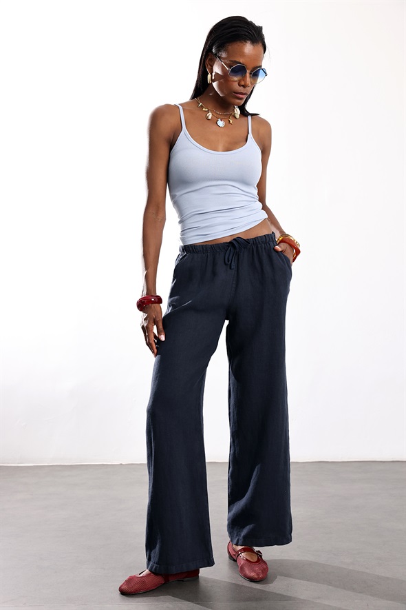 Lacivert Keten Pantolon 031687