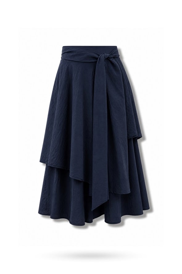 Lacivert Kuşaklı Pantolon Etek 0020