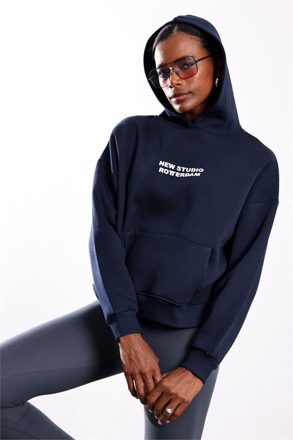 Lacivert New Studio Rotterdam Baskılı Sweatshirt 12233