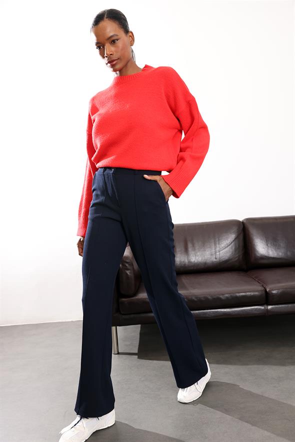 Lacivert Önü Çimalı Palazzo Pantolon 257032