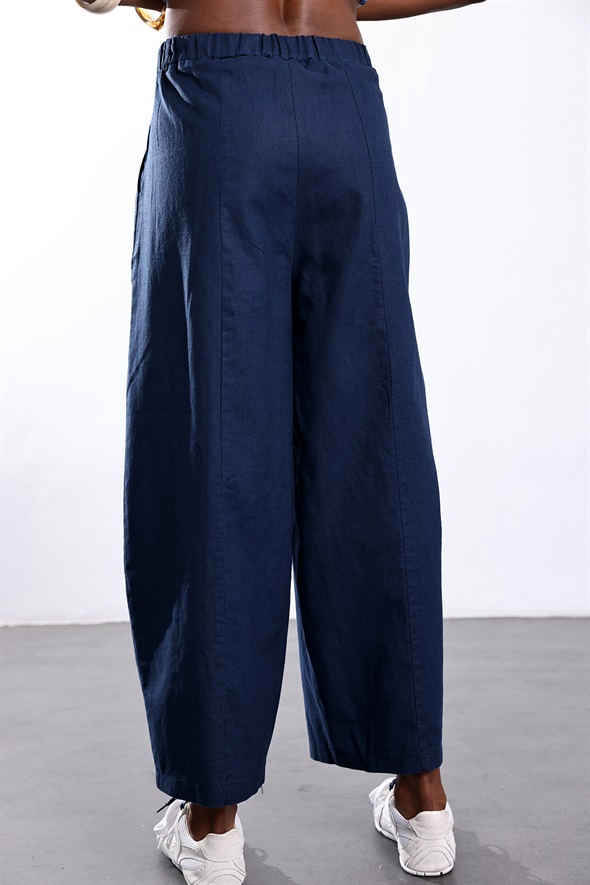 Lacivert Pensli Barrel Pantolon 1759