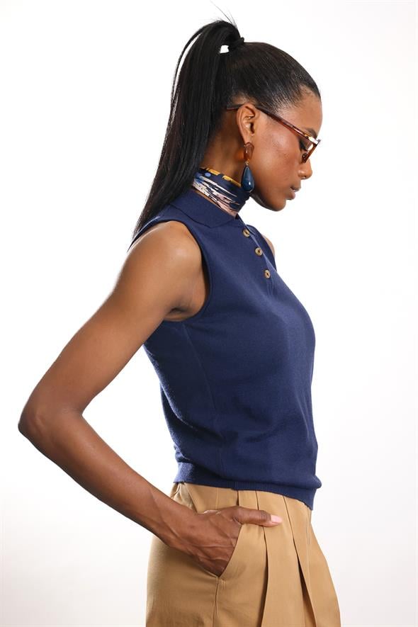 Lacivert Polo Yaka Kolsuz Triko 4760