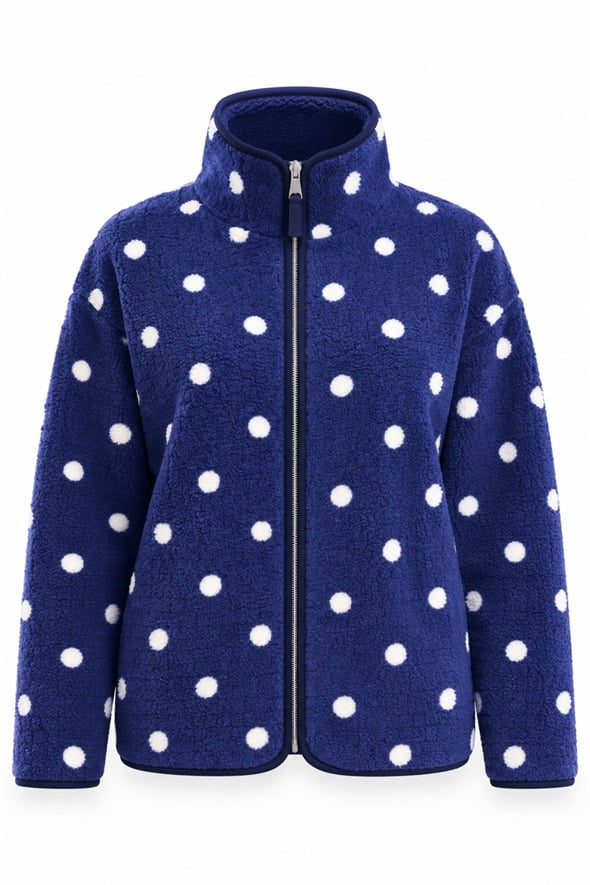 Lacivert Puantiyeli Polar Ceket 23289