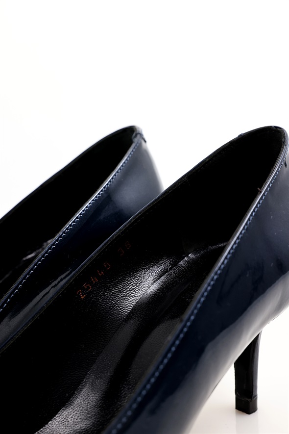 Lacivert Rugan Deri Klasik Stiletto 25445