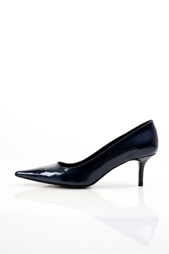 Lacivert Rugan Deri Klasik Stiletto 25445