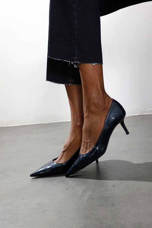 Lacivert Rugan Deri Klasik Stiletto 25445