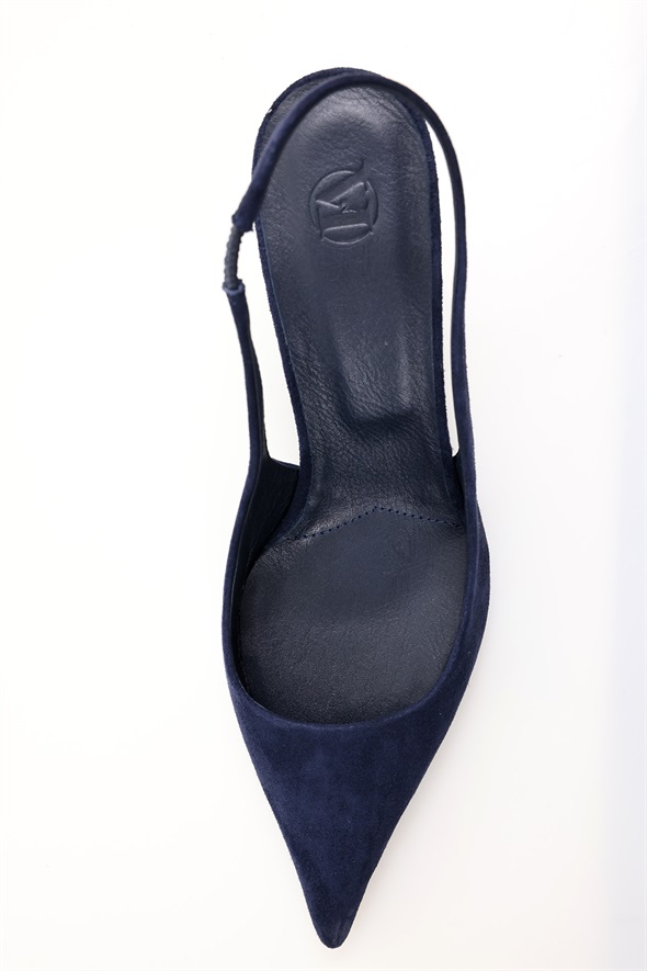 Lacivert Sivri Burun Slingback 25149