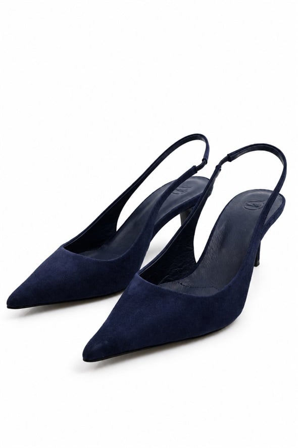 Lacivert Sivri Burun Slingback 25149
