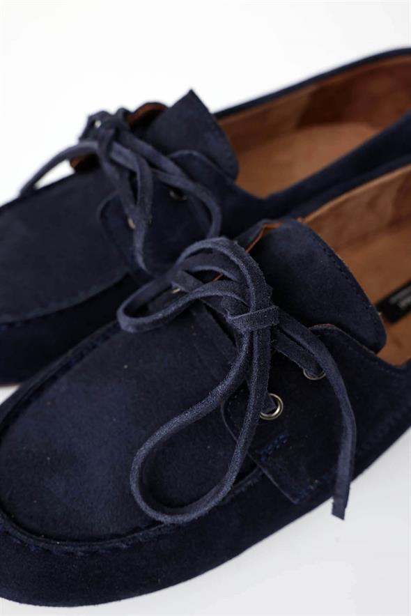 Lacivert Süet Bağcıklı Makosen 24325