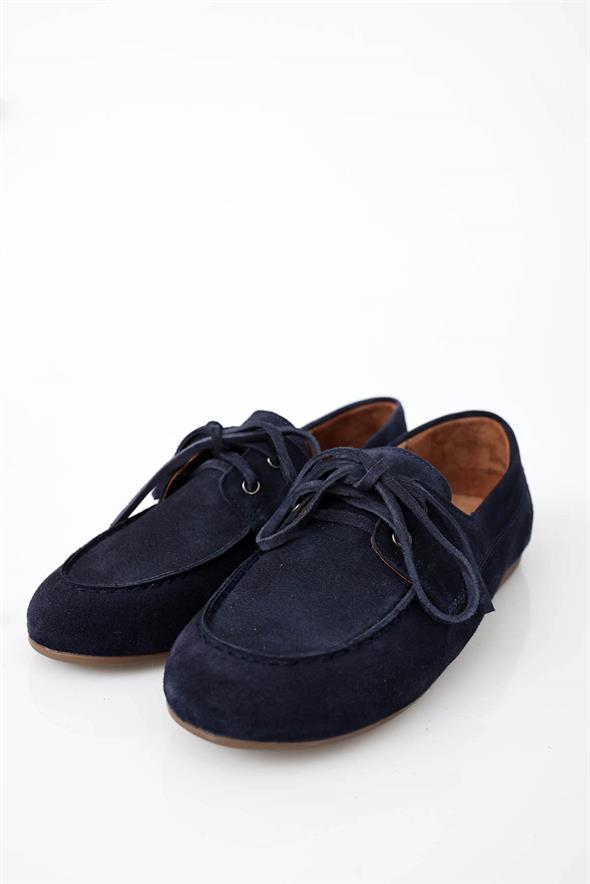 Lacivert Süet Bağcıklı Makosen 24325