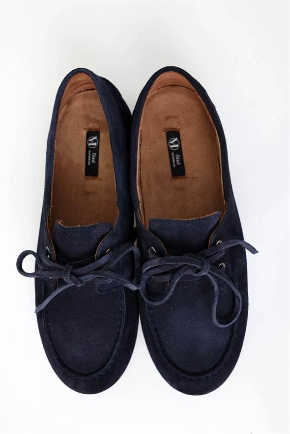 Lacivert Süet Bağcıklı Makosen 24325