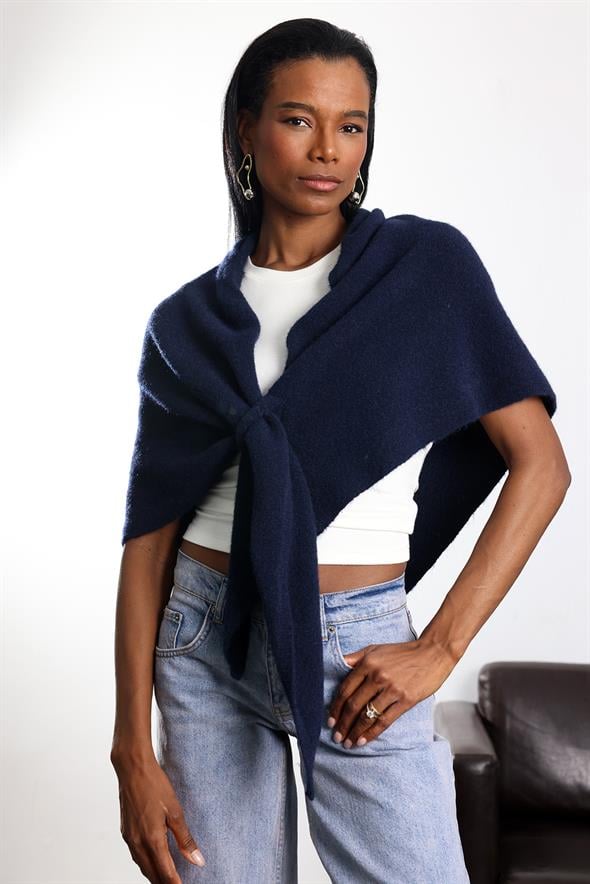 Lacivert Triko Üçgen Atkı S009