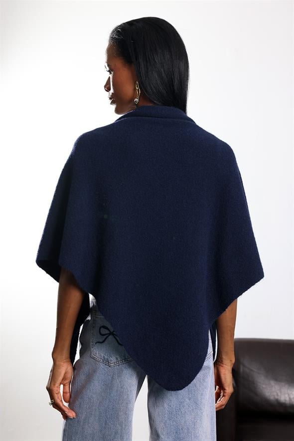 Lacivert Triko Üçgen Atkı S009