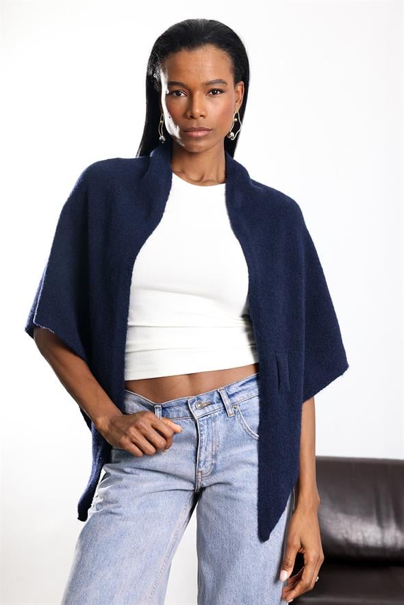 Lacivert Triko Üçgen Atkı S009