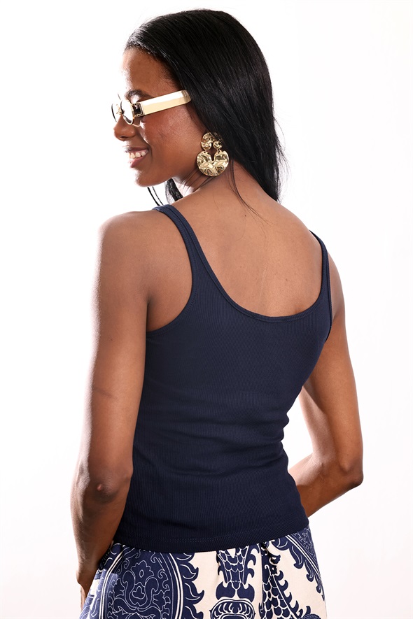 Lacivert U Yaka Fitilli Basic Atlet 