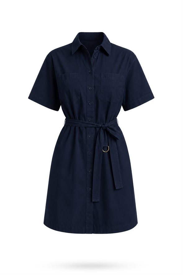Lacivert Verona Poplin Elbise 